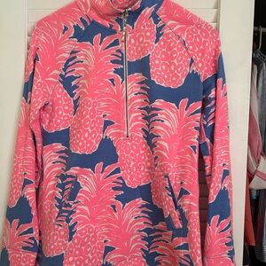 Lilly Pulitzer Pink and Blue Tropical Half-Zip
